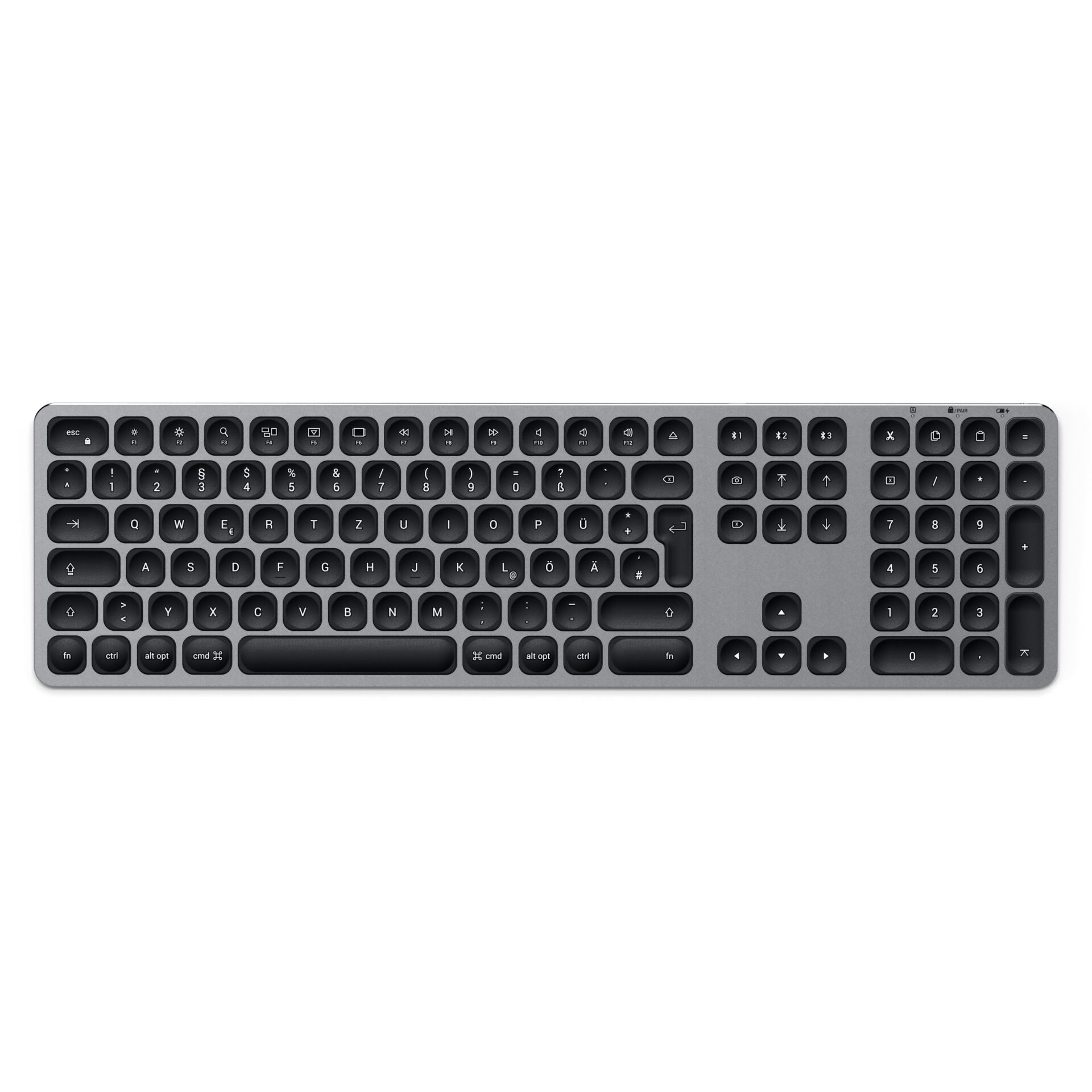 Tastatur, drahtlos, kompakt, grau, numerische-tastatur, Tastatur, QWERTZ, Kabellose, Rundtasten, Fn-Tasten