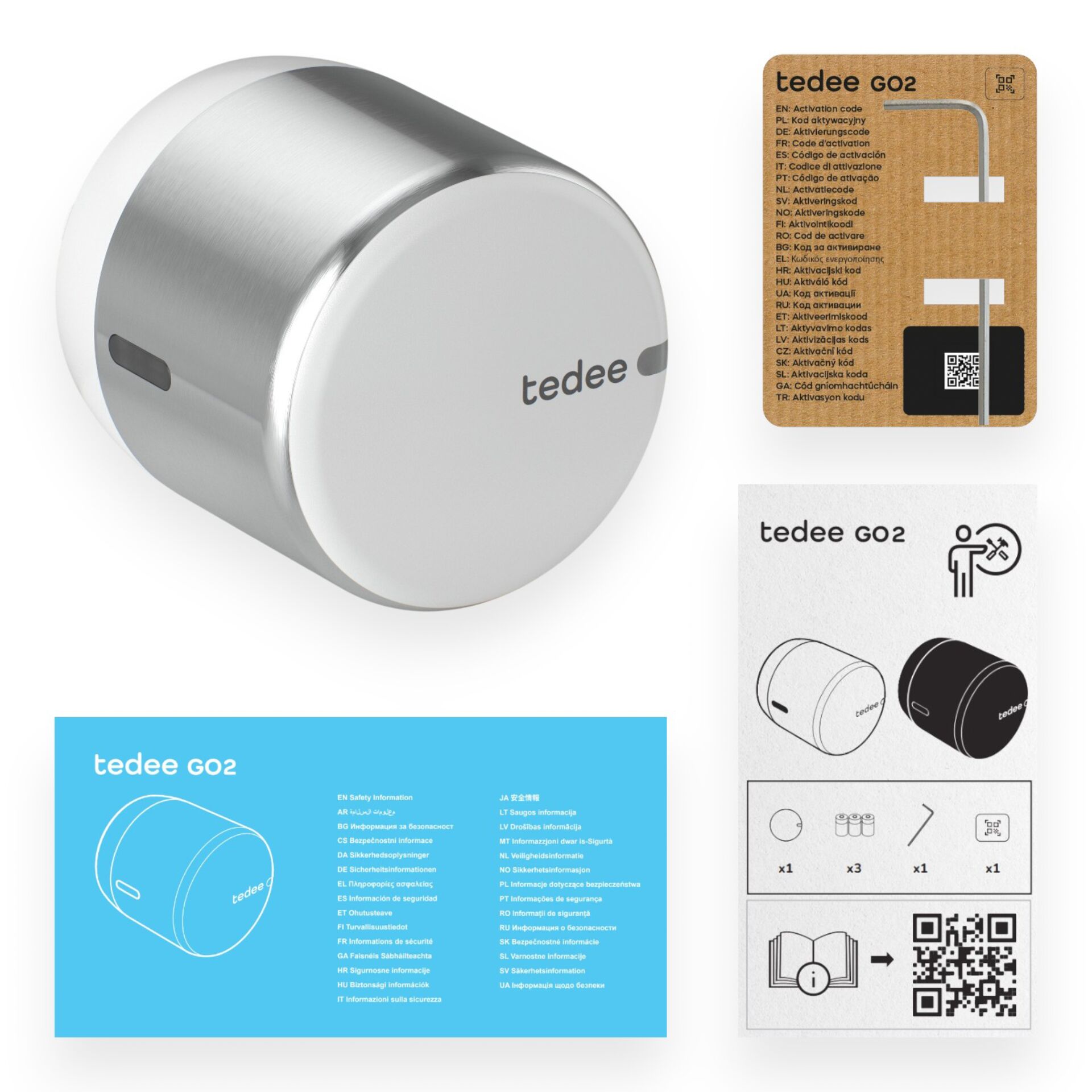smart lock, door lock, metal, silber, tede e go2