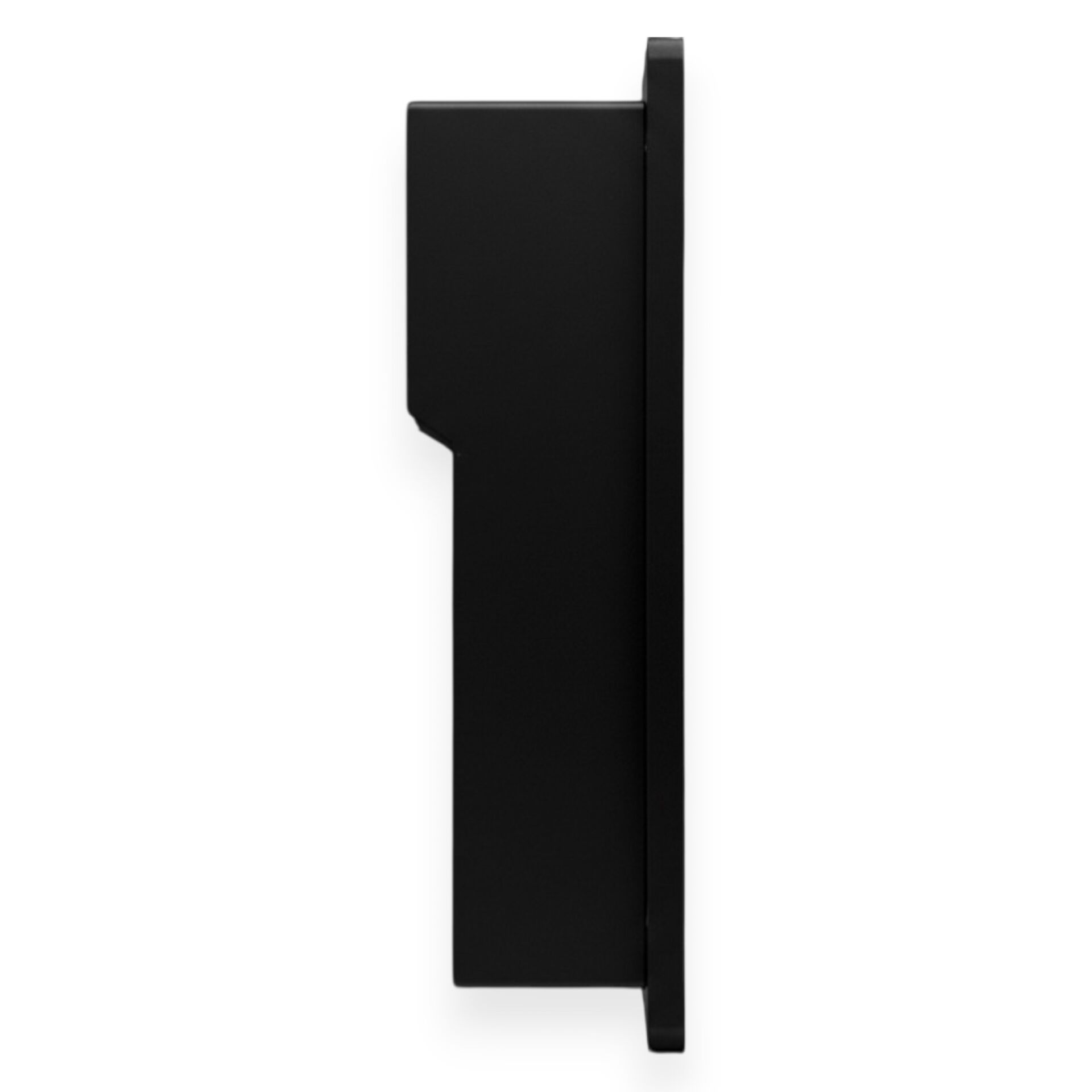 Schwarzes Gehäuse, Wandhalterung, Kabeldurchführung, Schiebetüren-Design, einfache Form