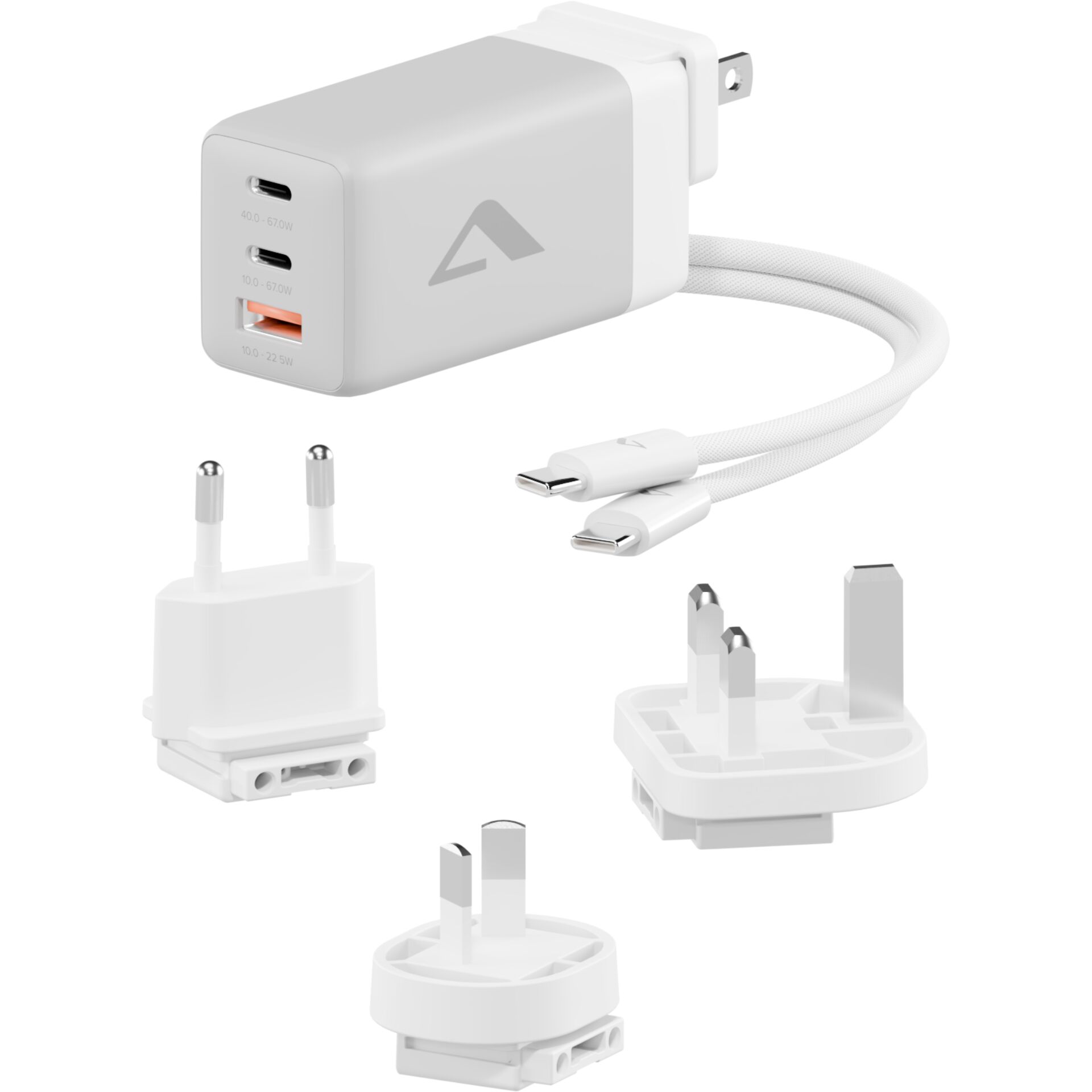 USB-C Ladegerät, Multinachladegerät, Wandladegerät, Reiseadapter, Kabel enthalten