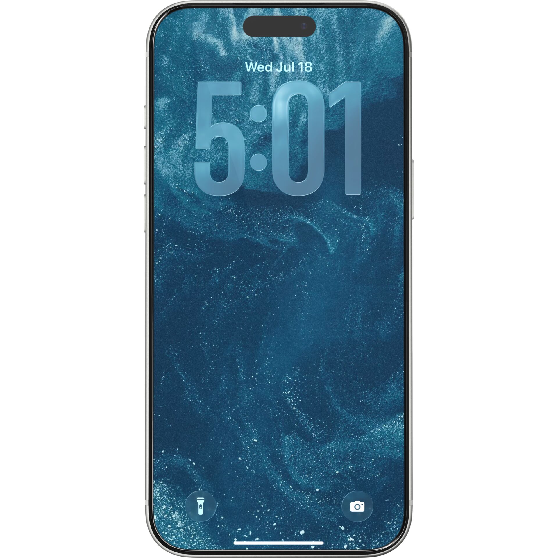 smartphone, iPhone notch, edge-to-edge display, blaues wallpaper, digitale uhrzeit