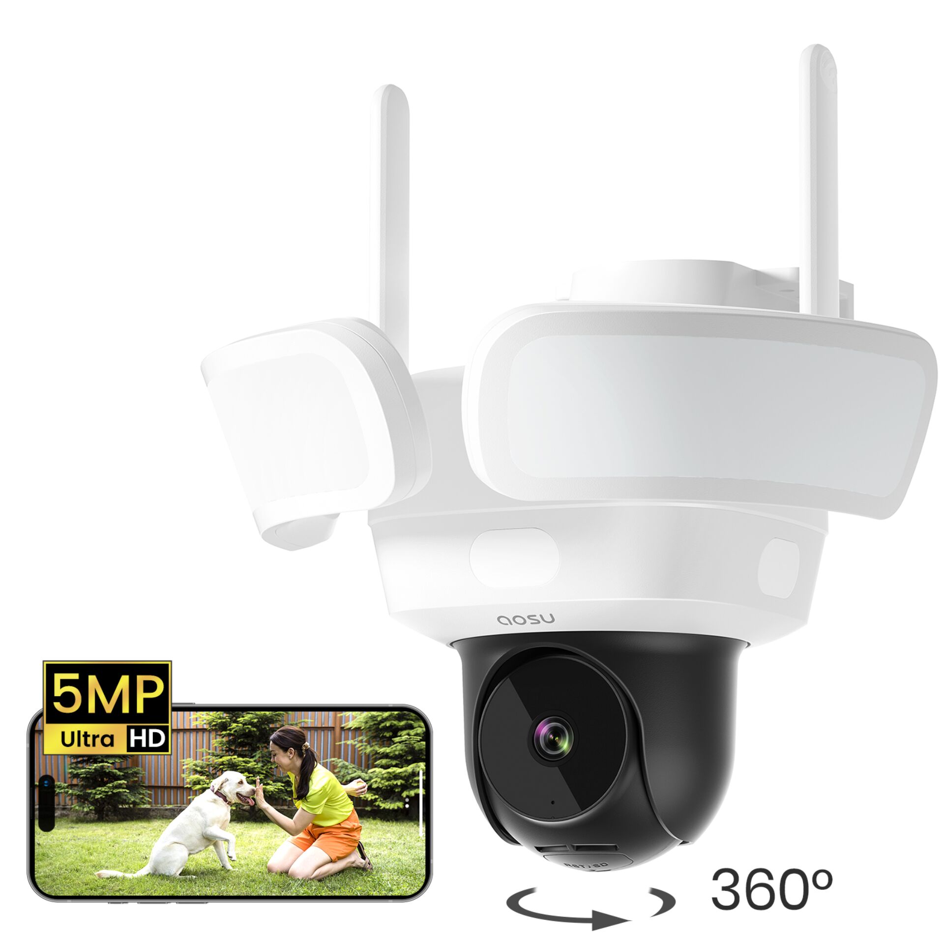 Überwachungskamera, WLAN, Außensicht, 360 Grad, 5MP