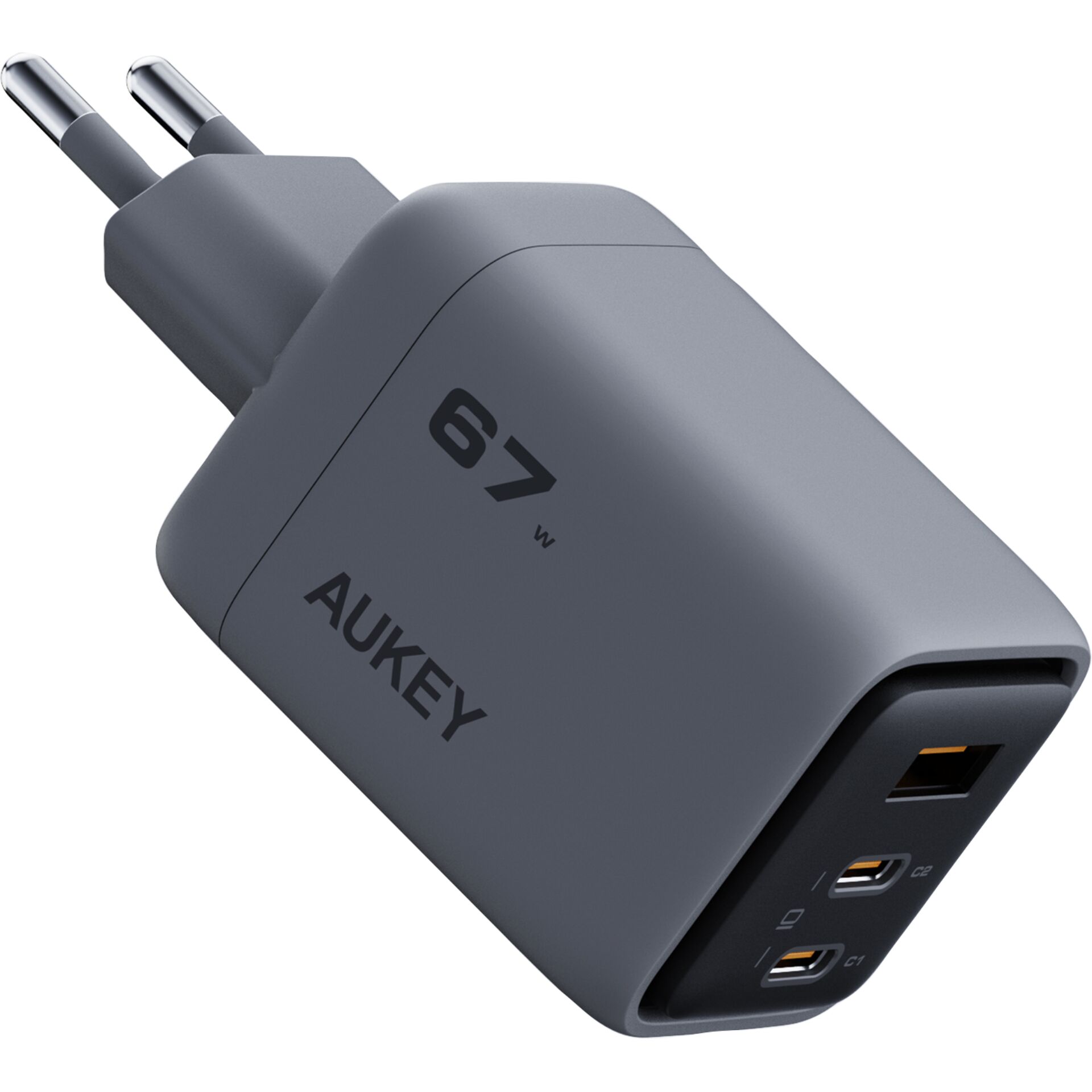 EU-Stecker, USB-C Hub, Multiport, Grau Adapter, 2x USB-C?