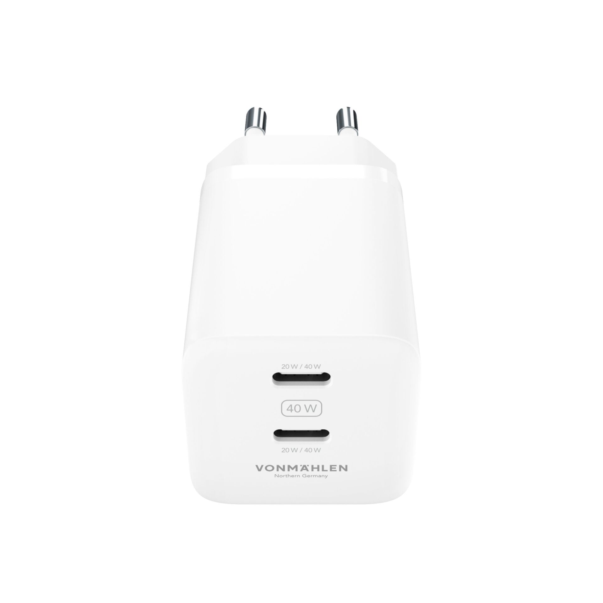 EU-Stecker, Dual-USB, weißer Adapter, 20W/40W, Vonmählen