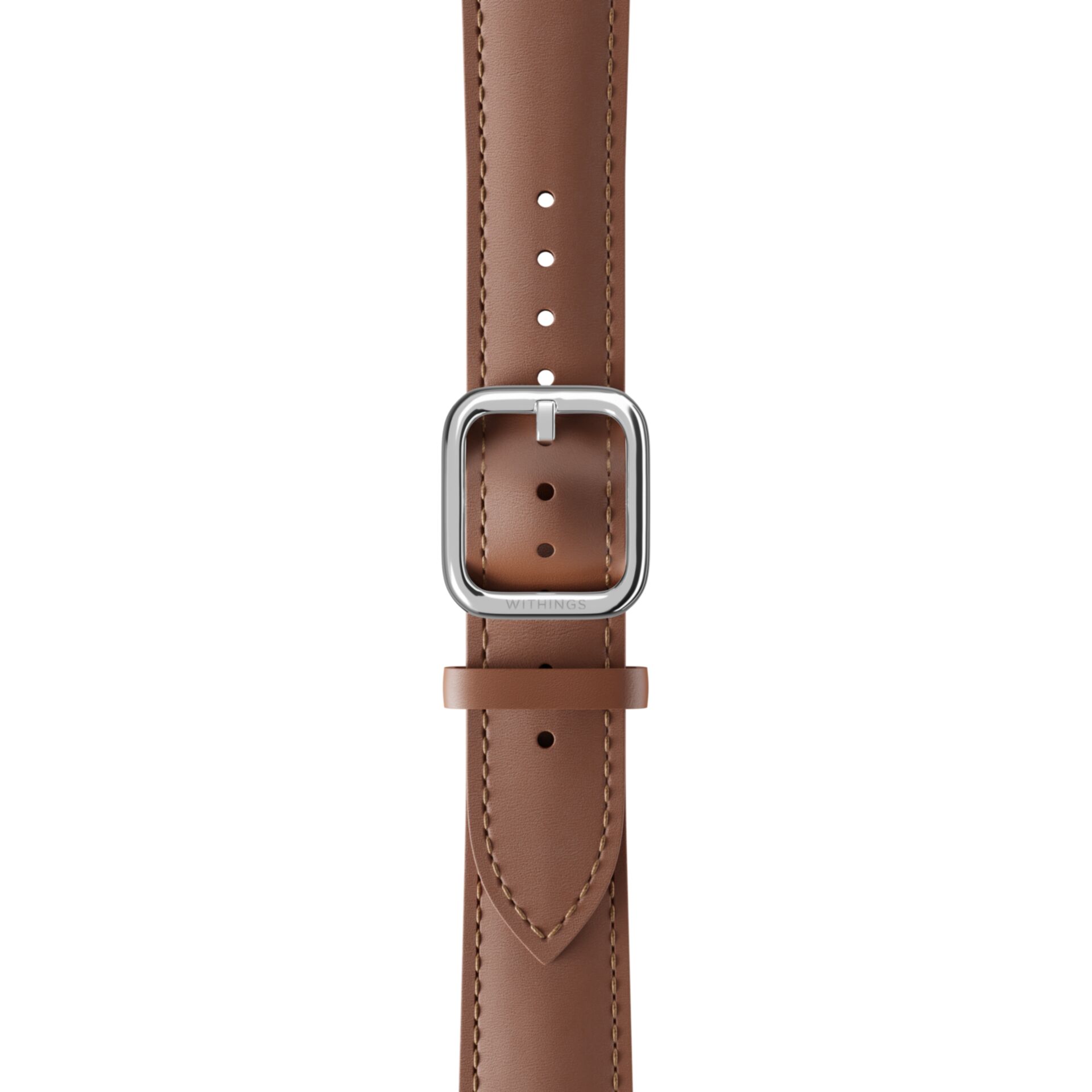 Leather, Uhrenarmband, Braun, Nähte, Schnalle