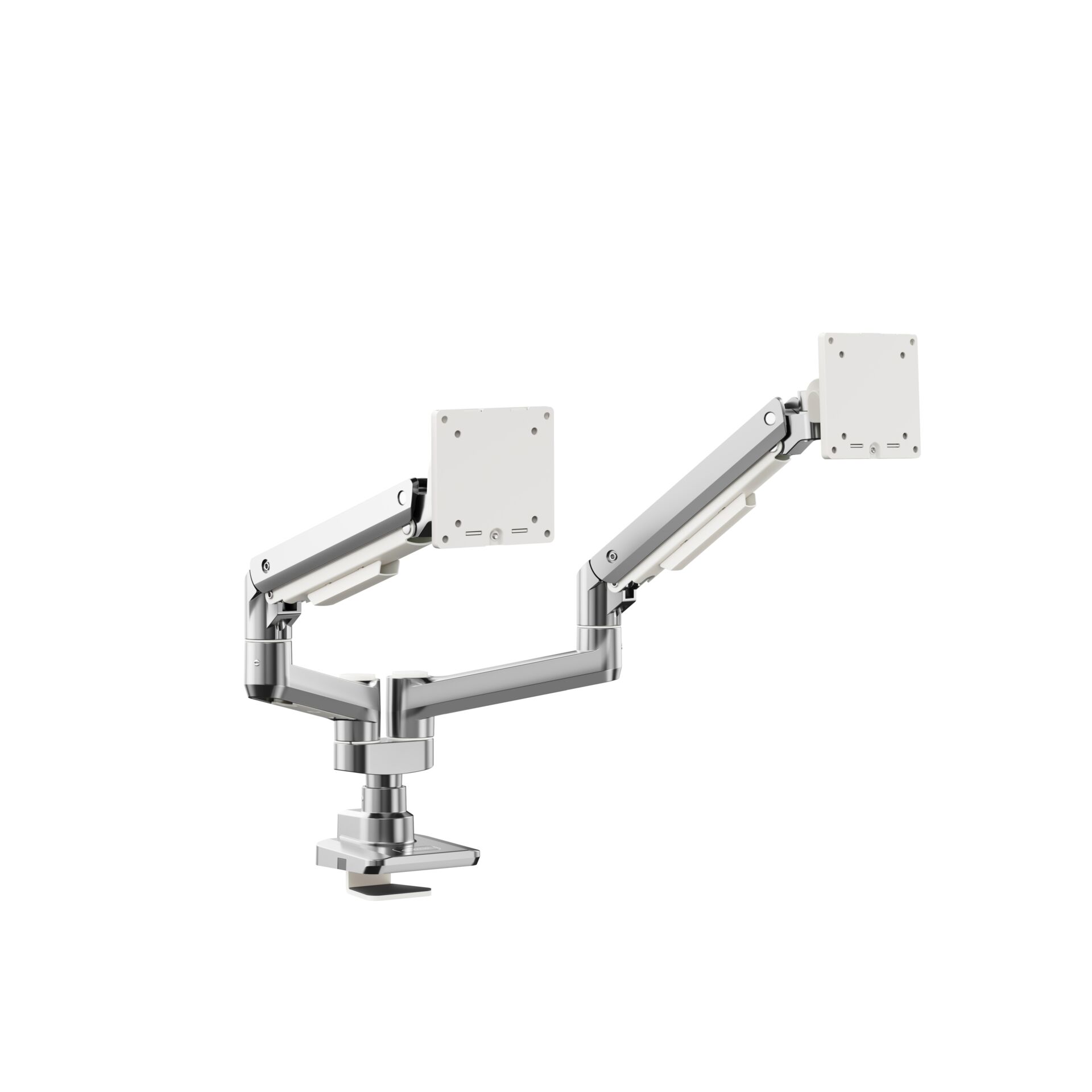 arm adjustable, dual monitor arm, desk mount, metallischer Chrome, kunststoffarmes Arm