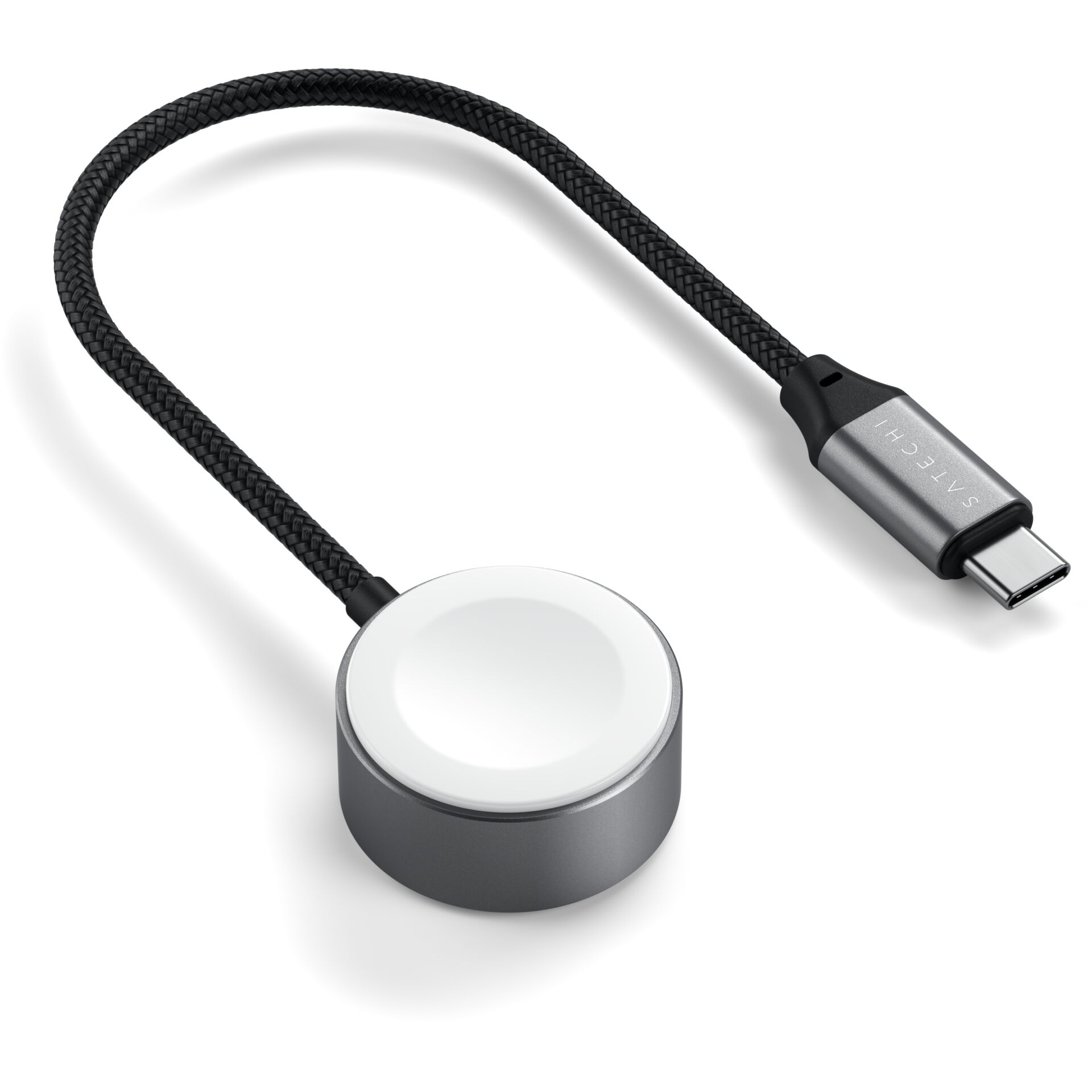 magnetischer Ladeanschluss, USB-C, Kabelgebundener Charger, Metalloberfläche, runder Ladematte