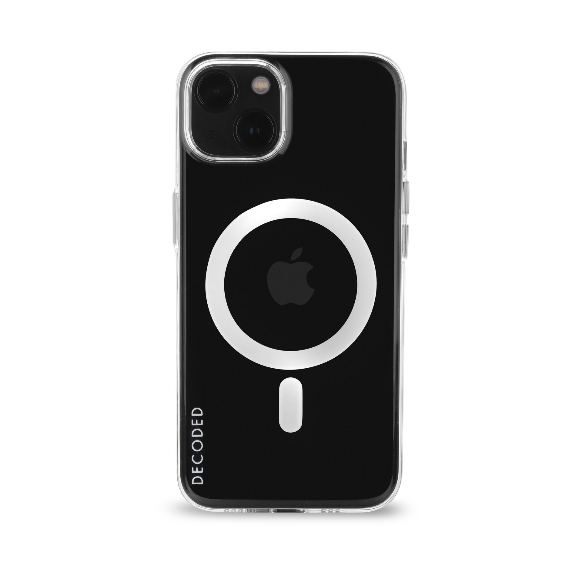 iPhone-Hülle, klarer Schutzhülle, drahtloses Laden, schwarze Hülle, Decoded