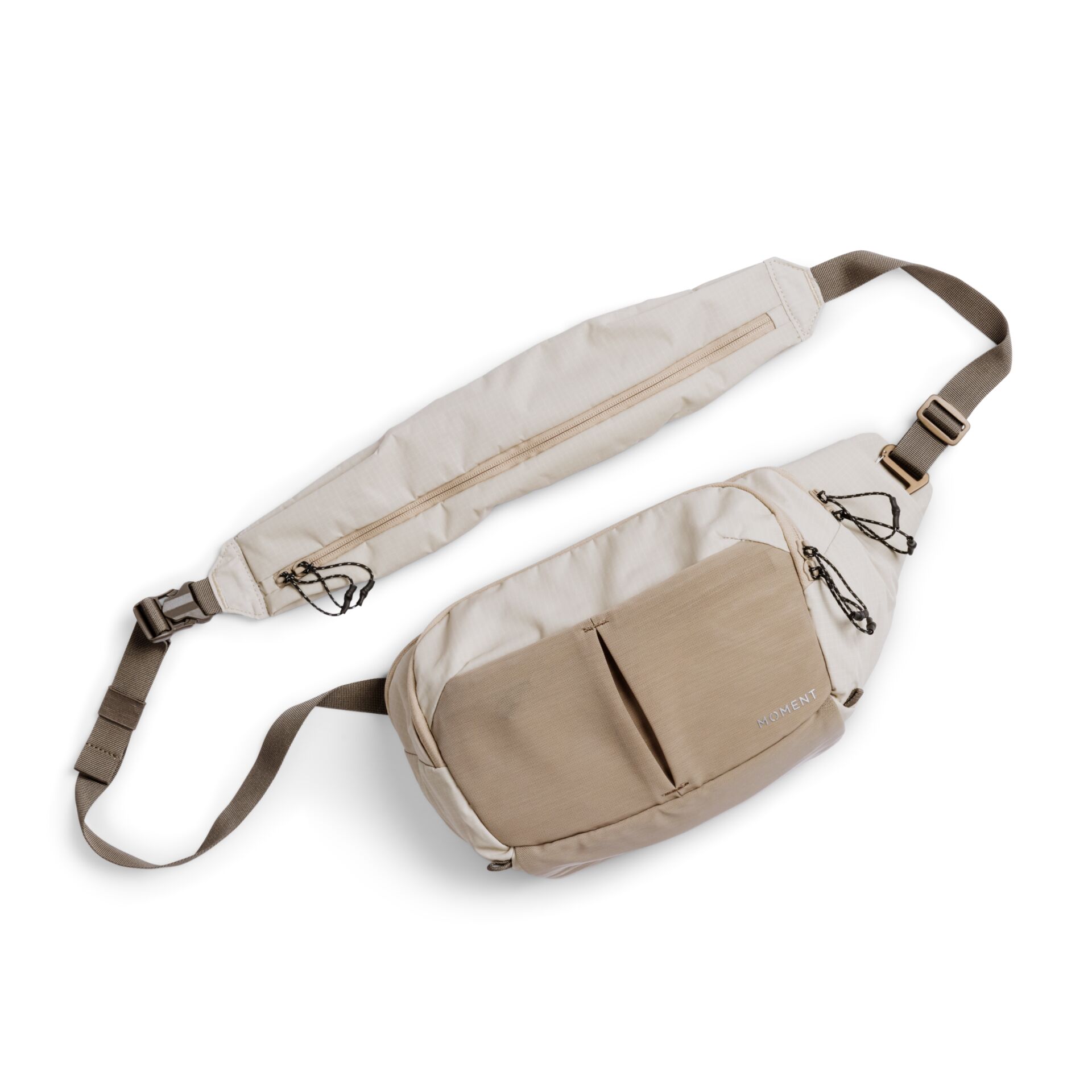 Umhängetasche, Gürteltasche, Beige, Nylon, Reißverschluss, Fronttasche