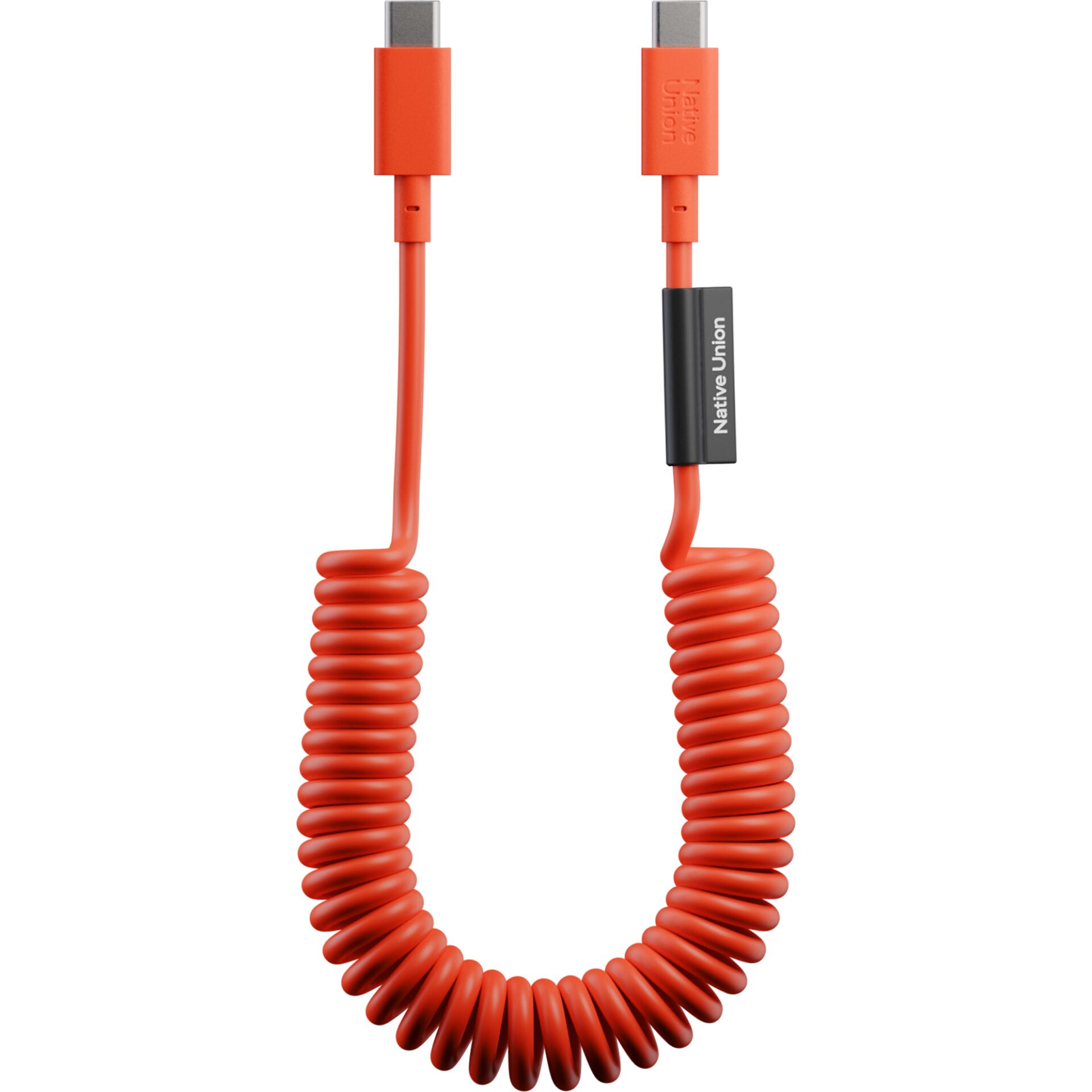 USB-C-Kabel, gewickeltes Kabel, orangefarbiges Kabel, Datenkabel, Coiled Cable