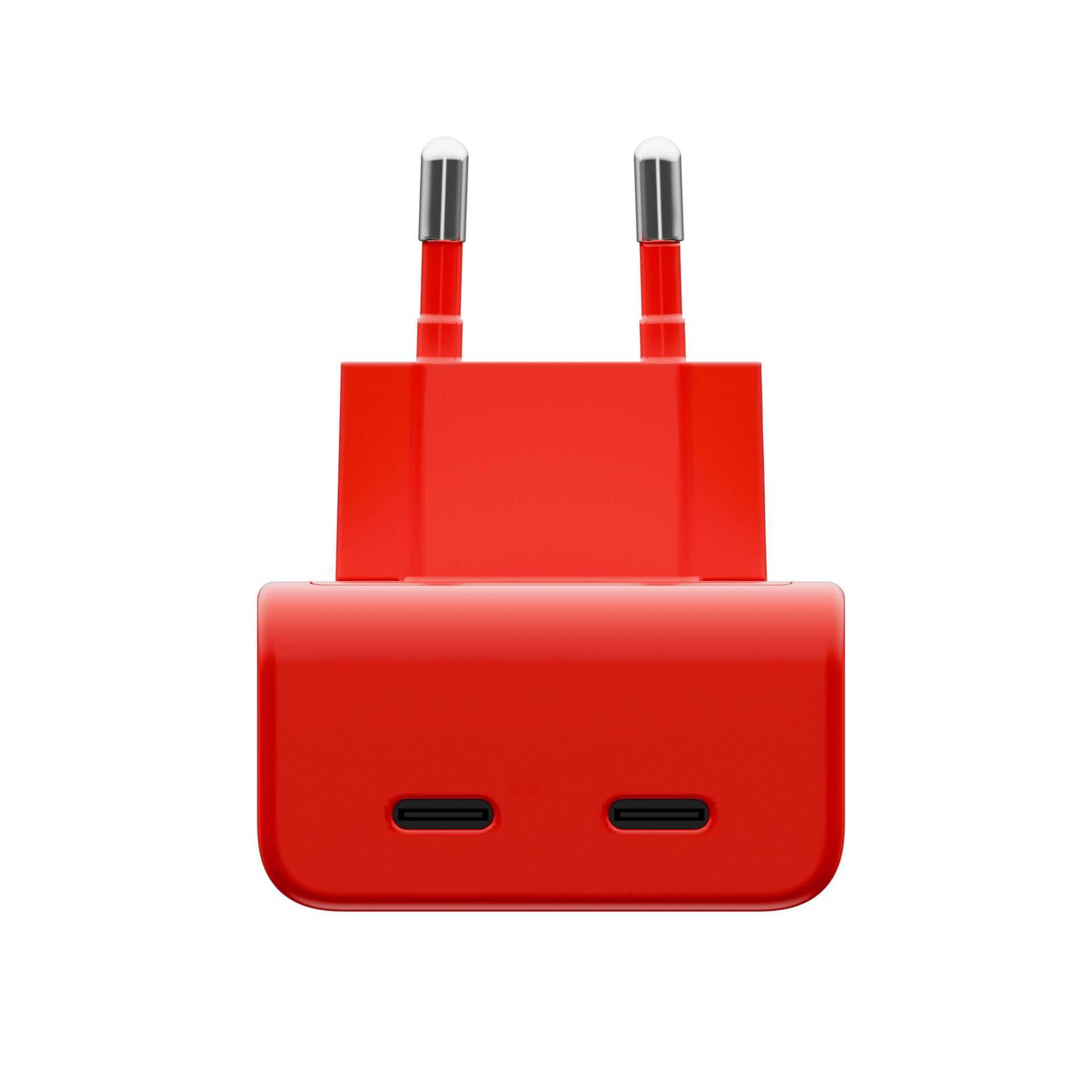 Steckerladegerät, USB-C, Rot, Dualanschluss, Wandadapter