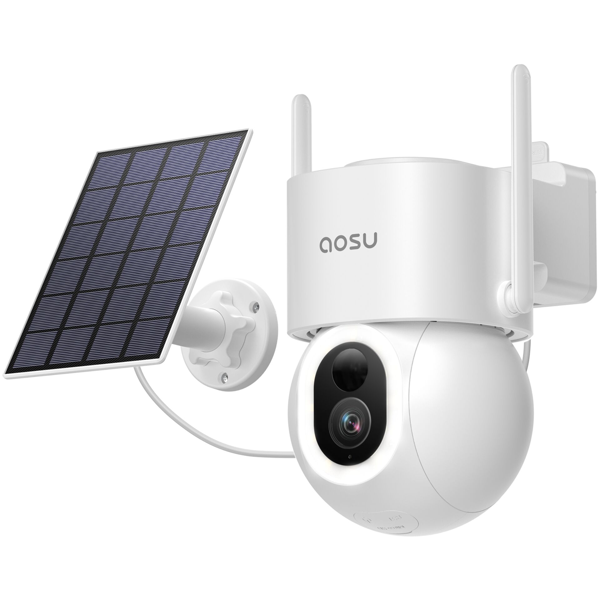 Smartkamera, Solarpanel, Außenkamera, Drahtlos, Weiß