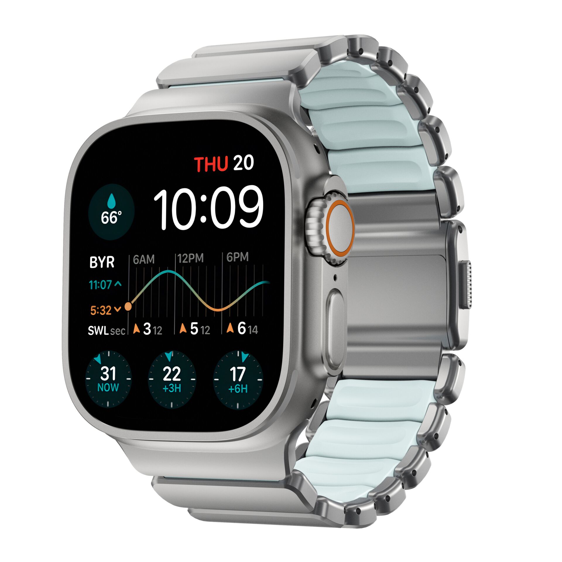 smartwatch, Metall, Digitalanzeige, gewebtes Band, Grau