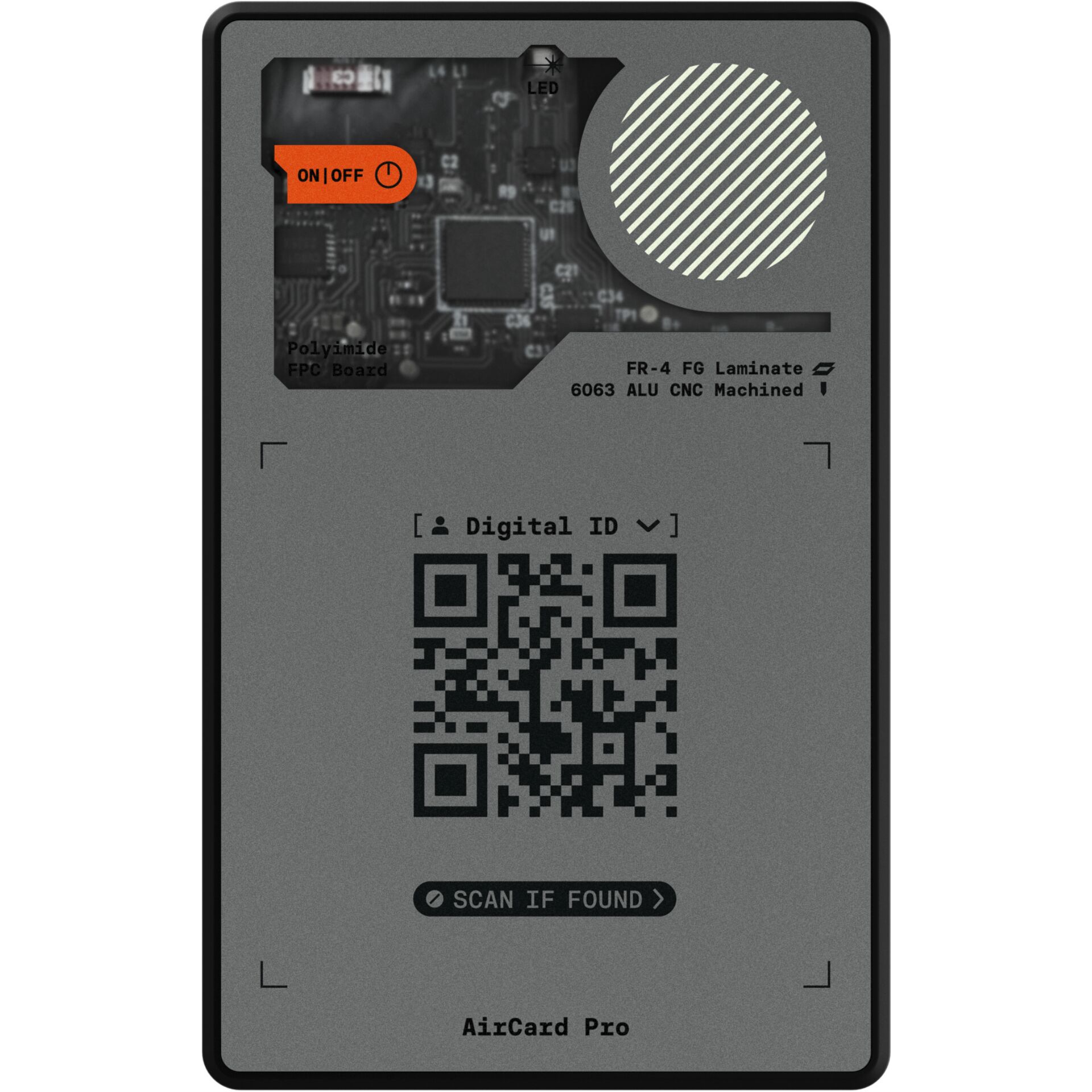 QR-Code, Digital ID, AirCard Pro, Circuit Board, Metallisch grau