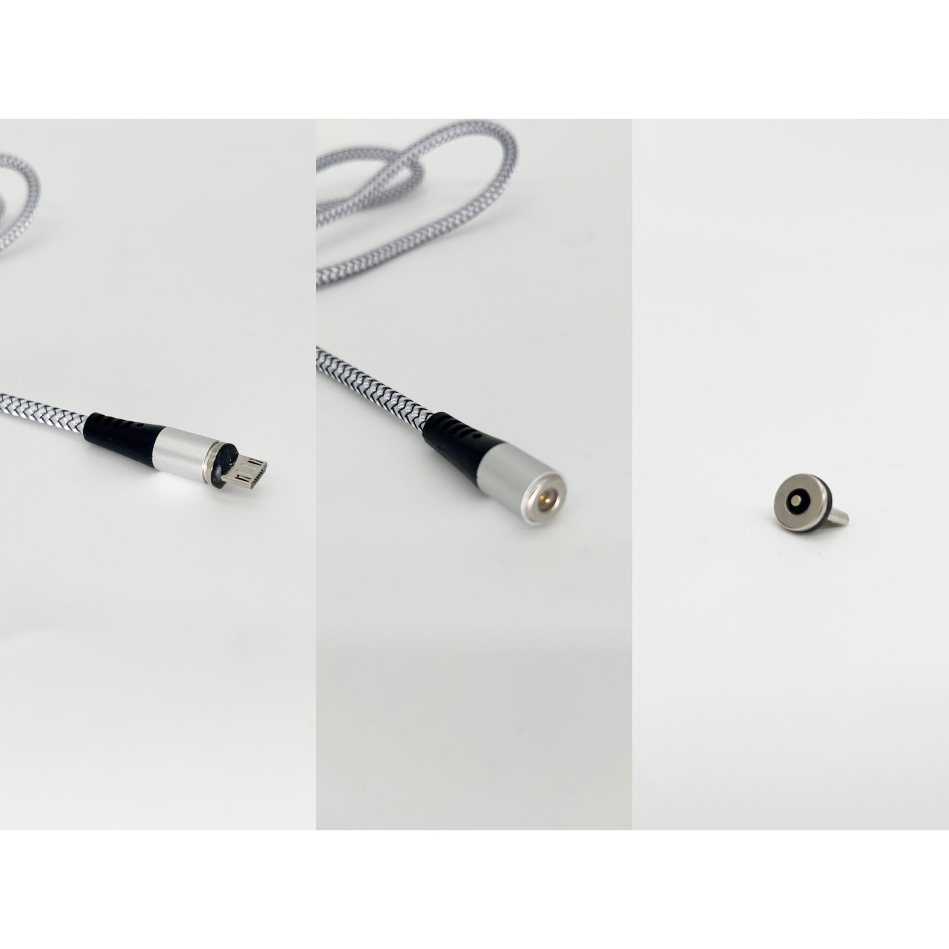 Mikro-USB-Kabel, Ladekabel, Magnetstecker, geflochtenes Kabel, USB-C Adapter