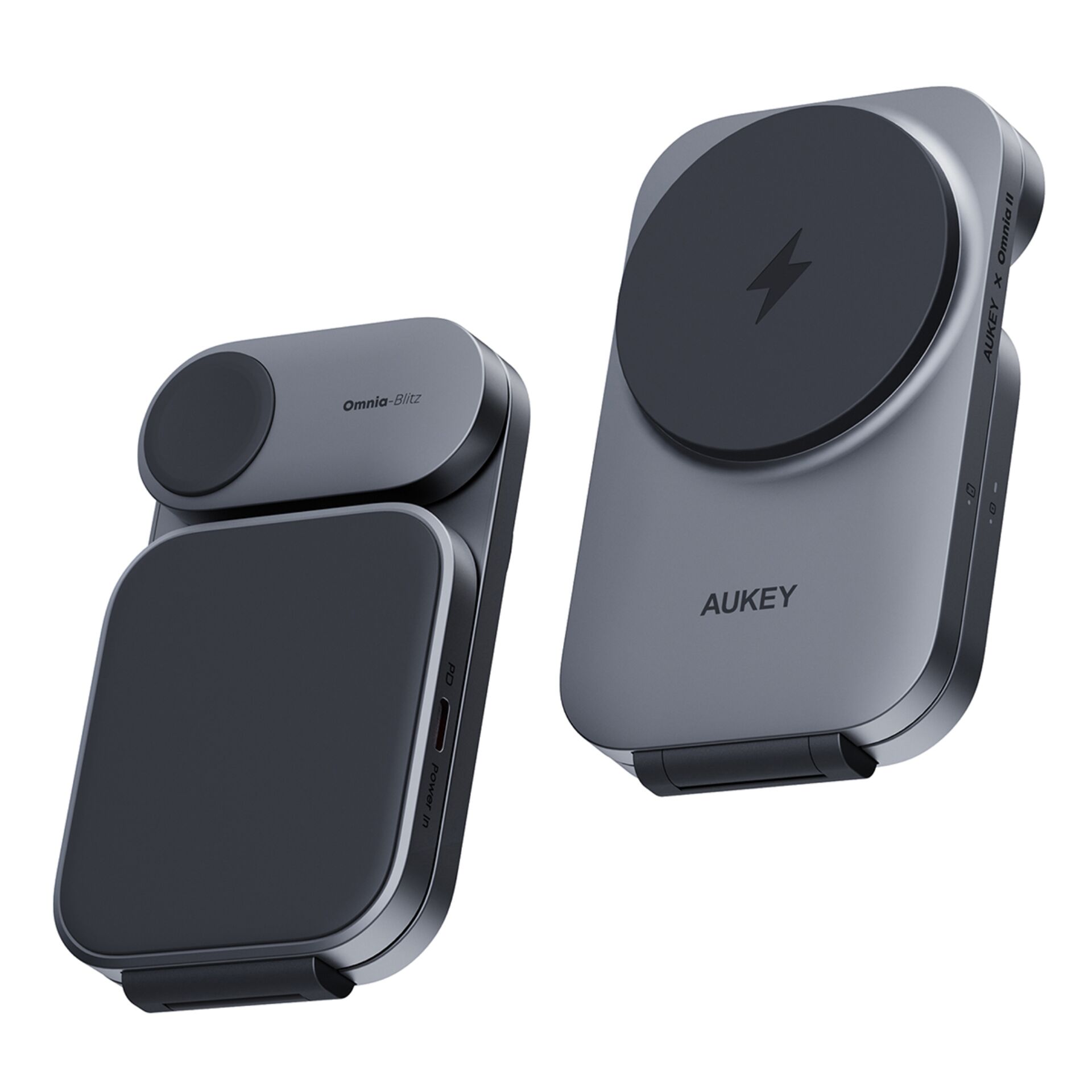 Autoladestation, Wireless Charger, Magnetic Mount, Qi-Ladegerät, Schwarz/Grau