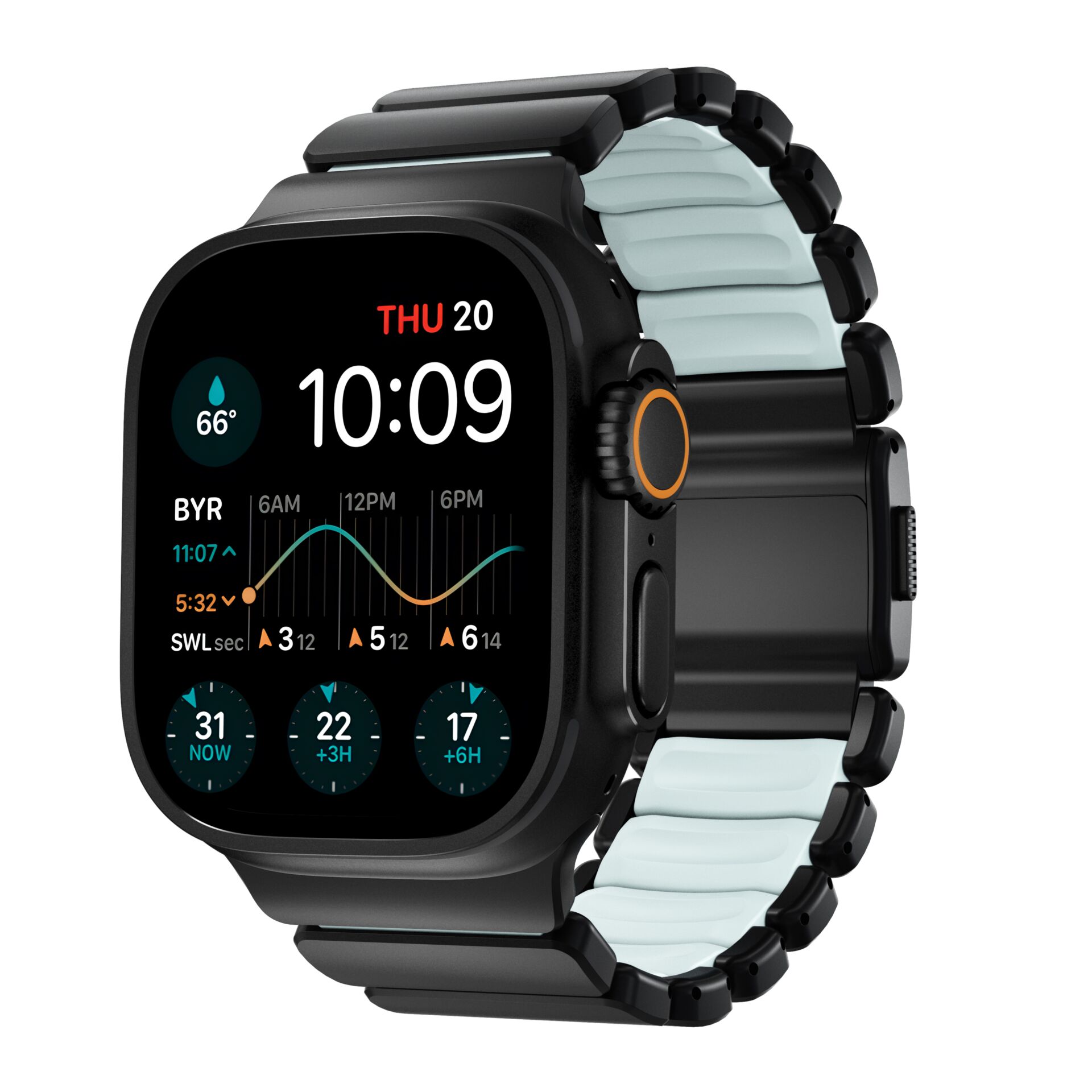 Smartwatch, Digital display, Wristband, Black case, Metal strap