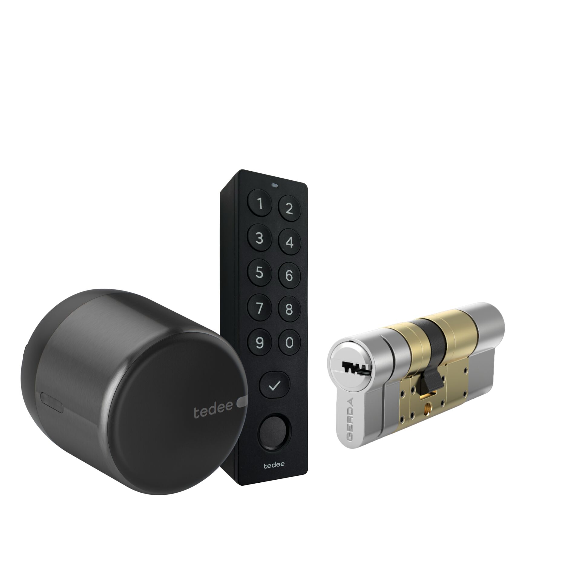 Schlossset, Elektronischer Türschloss, Code-Tastatur, Smart Lock, Rundzylinder-Türschloss