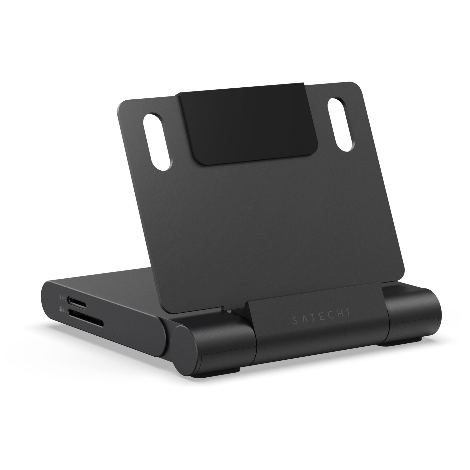 Laptopständer, Verstellbarer Ständer, Halterung für Telefon/Tablet, Metall, Dunkelgrau